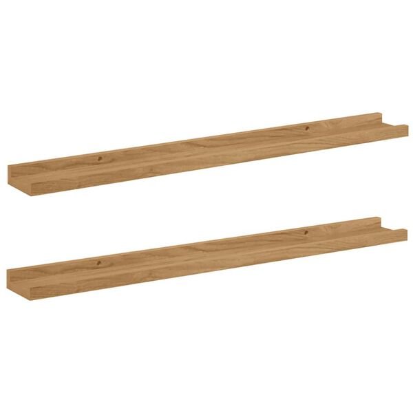 vidaXL V&auml;gg hylla med hylla 2 pcs Brun 80 x 9 x 3 cm Konstruerat tr&auml;