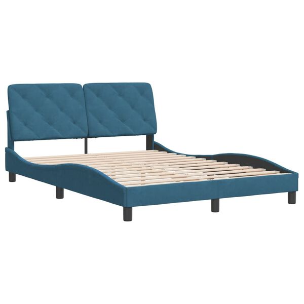 vidaXL Bed Frame without Mattress Blue 140x200 cm Velvet