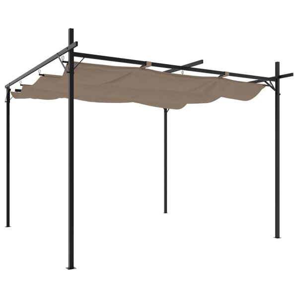 vidaXL Pergola med infällbart tak taupe 295x292x230 cm