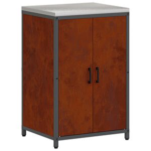 vidaXL K&ouml;ksf&ouml;rvaring med hylla med lagring Rostig 60 x 50 x 92 cm St&aring;l