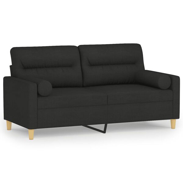 vidaXL 2-sits soffa med prydnadskuddar svart 140 cm tyg
