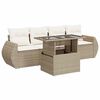 vidaXL Soffgrupp f&ouml;r tr&auml;dg&aring;rden med dynor 5 delar beige konstrotting