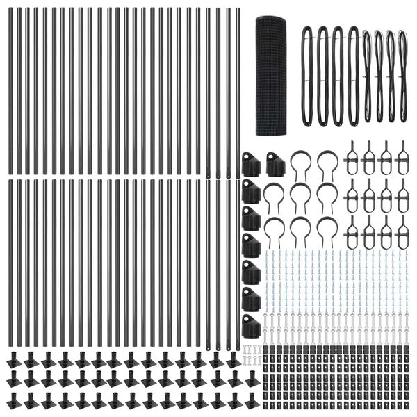 vidaXL St&auml;ngselstolpe Gr&aring; 100 x 0,5 m (25 x 25 mm n&auml;t) St&aring;l och PVC