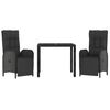 vidaXL Matgrupp f&ouml;r tr&auml;dg&aring;rden med dynor 3 delar svart konstrotting