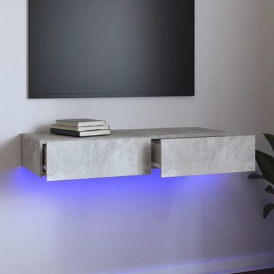 vidaXL Tv-bänk med LED-belysning betonggrå 90x35x15,5 cm