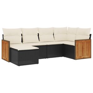 vidaXL Loungegrupp med dynor 6 delar svart konstrotting