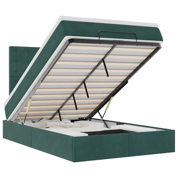 vidaXL Ottoman s&auml;ngram med madrasser m&ouml;rkgr&ouml;n 120x200 cm sammet