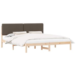 vidaXL S&auml;ngram med Kl&auml;dd Huvudgavel Taupe 200 x 200 cm Massiv furu