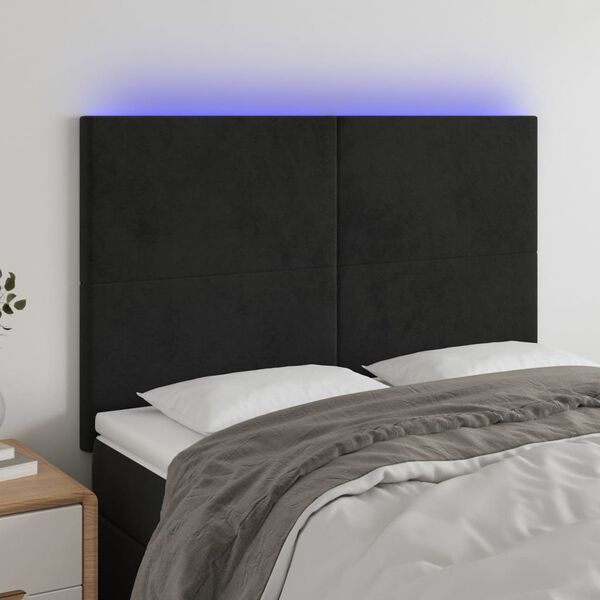 vidaXL S&auml;nggavel LED svart 144x5x118/128 cm sammet