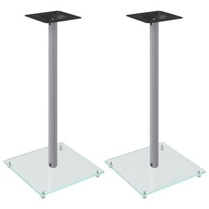 vidaXL H&ouml;gtalarstativ 2 st h&auml;rdat glas 1-pelardesign silver