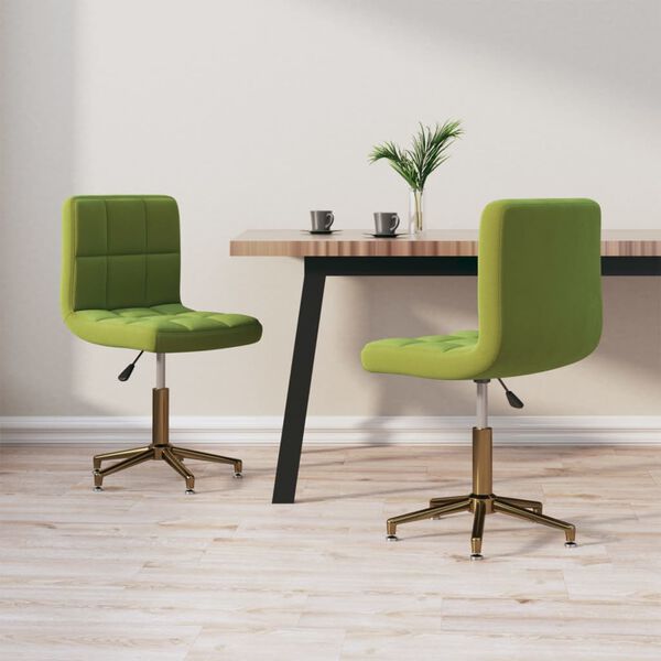 vidaXL Snurrbara matstolar 2 st ljusgr&ouml;n sammet