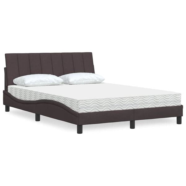 vidaXL Bed with Mattress "Hanko" Dark Brown 120x200 cm Fabric