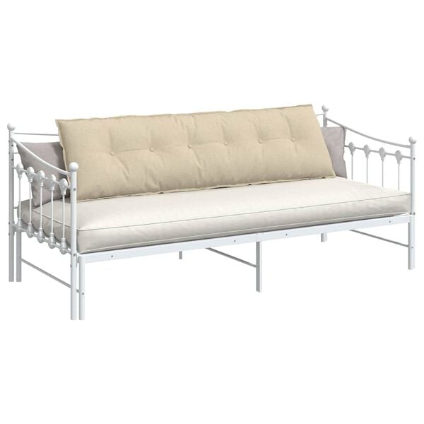 vidaXL Ryggkudde Kr&auml;m 180 x 19 x 50 cm tyg