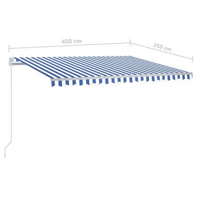 vidaXL Automatisk markis med vindsensor & LED 4,5x3,5 m blå och vit