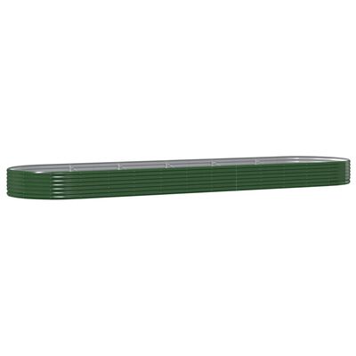 vidaXL Odlingslåda pulverlackerat stål 523x140x36 cm grön