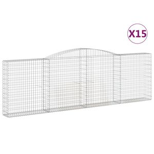 vidaXL Gabioner b&aring;gformade 15 st 400x30x120/140 cm galvaniserat j&auml;rn