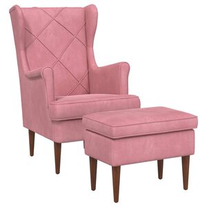 vidaXL F&aring;t&ouml;lj med fotpall 2 st Rosa Sammet