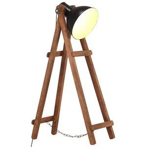 vidaXL Golvlampa svart E27 massivt mangotr&auml;