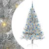 vidaXL Konstgjord F&ouml;rbelyst Julgran Silver 180 cm PET