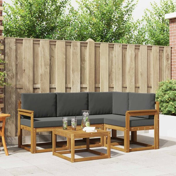 vidaXL Utomhussoffset med kudde 5 pcs Naturlig och Antracit