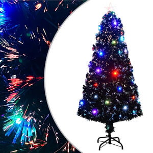 vidaXL F&ouml;rbelyst julgran med fot och LED 150 cm fiberoptik