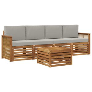 vidaXL Utomhussoffset 5 pcs Naturlig och ljusgr&aring; Massivt Akaciatr&auml;