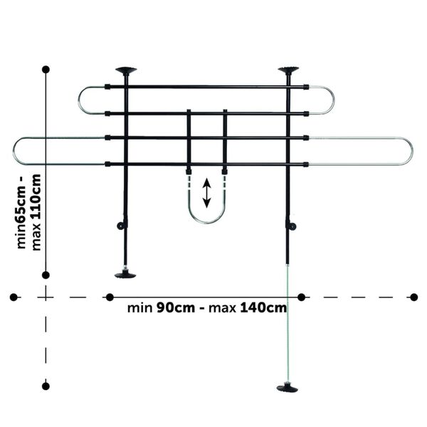 FLAMINGO Hundgaller med 2 st&auml;nger och 2 alternativ Eduard svart