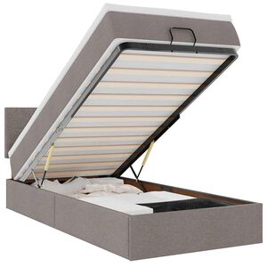 vidaXL Ottomansk s&auml;ng med madrass och LED-lampor taupe 90x200 cm tyg