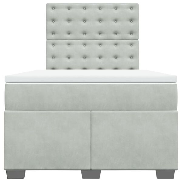 vidaXL Ramsäng med madrass ljusgrå 120x190 cm sammet