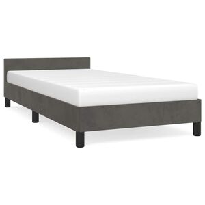 vidaXL S&auml;ngram utan madrass m&ouml;rkgr&aring; 90x190 cm sammet