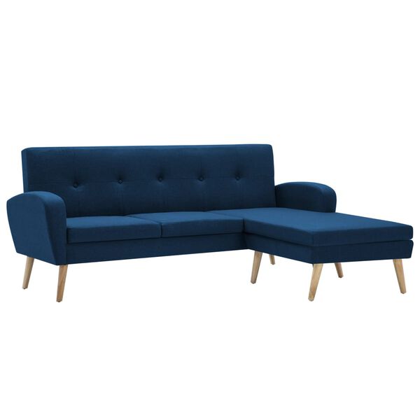 vidaXL Soffa L-formad tygklädsel 186x136x79 cm blå