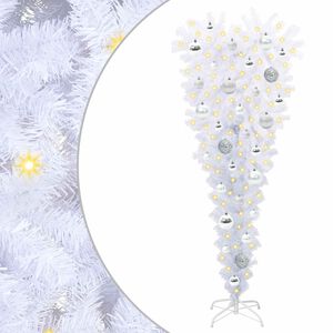 vidaXL Konstgjord julgran med 150 LED-lampor Vit 120 cm PVC och St&aring;l