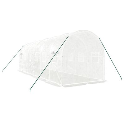 vidaXL Växthus med stålram vit 12 m² 6x2x2 m