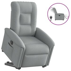 vidaXL Elektrisk reclinerf&aring;t&ouml;lj med uppresningshj&auml;lp ljusgr&aring; tyg