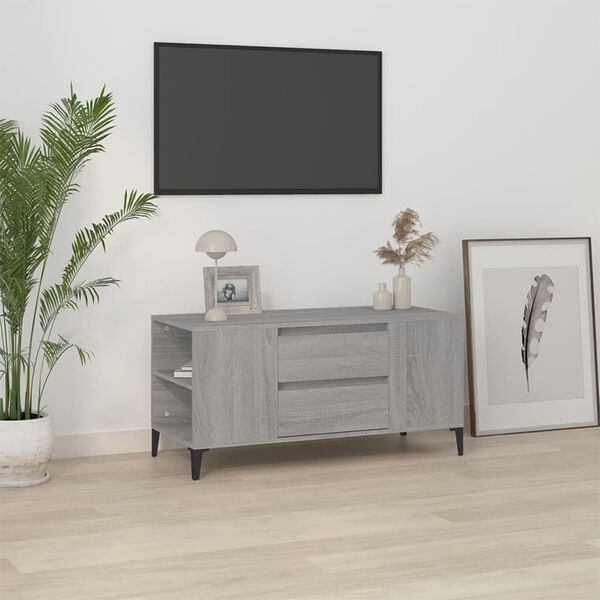 vidaXL Tv-b&auml;nk gr&aring; sonoma 102x44,5x50 cm konstruerat tr&auml;