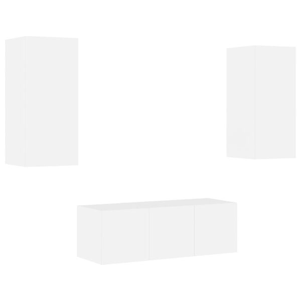 vidaXL Tv-b&auml;nk 4 delar LED vit konstruerat tr&auml;