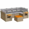 vidaXL Matgrupp f&ouml;r tr&auml;dg&aring;rden med dynor 7 delar beige konstrotting