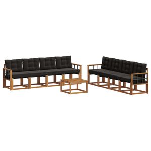vidaXL Utomhussoffset med kudde 9 pcs Naturlig och svart