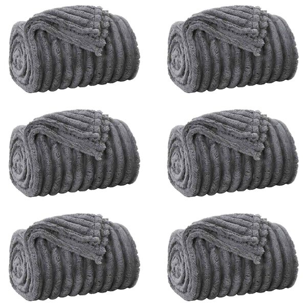 vidaXL Filtar 6 pcs M&ouml;rkgr&aring; 150 x 130 cm Fleece