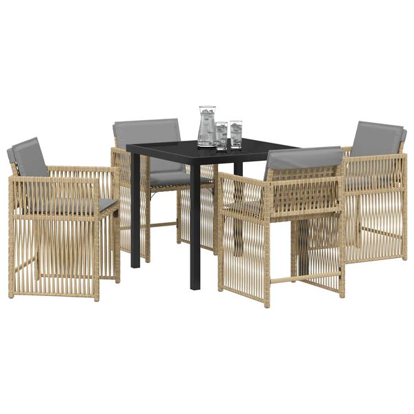 vidaXL Tr&auml;dg&aring;rdsm&ouml;belset 5 pcs Beige konstrotting