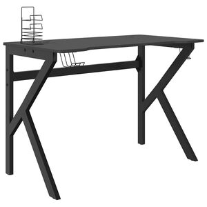 vidaXL Gamingskrivbord med K-formade ben svart 110x60x75 cm
