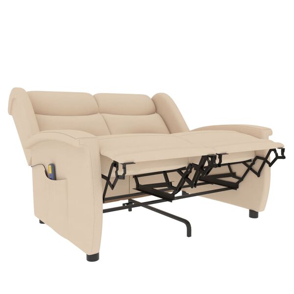 vidaXL Massagefåtölj 2-sits gräddvit tyg