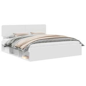 vidaXL S&auml;ngram med huvudgavel Vit 200 x 200 cm Massiv furu