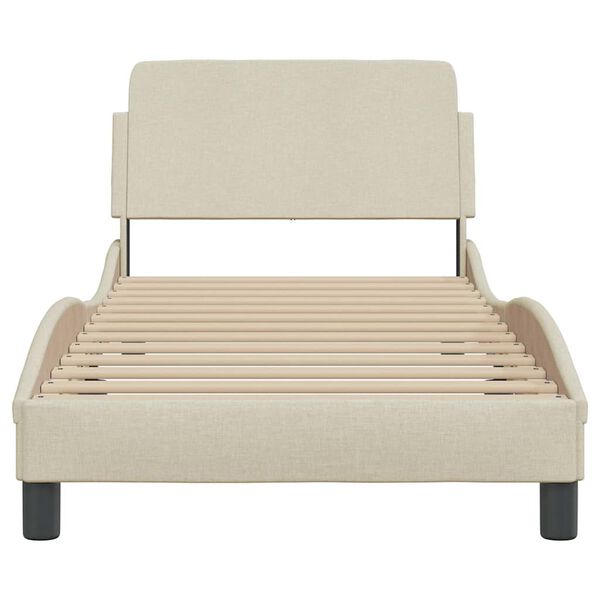 vidaXL Bed Frame with Headboard "Dover" Cream 90x200 cm Fabric