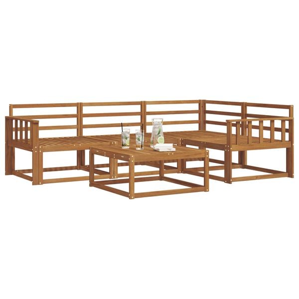 vidaXL Utomhussoffset 5 pcs Naturf&auml;rg Massivt Akaciatr&auml;