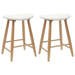 vidaXL Matstolar 2 st Massiv Gummitr&auml; Naturf&auml;rg 46 x 37 x 63 cm