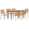vidaXL Tr&auml;dg&aring;rdsm&ouml;belset 7 pcs Beige Massivt Akaciatr&auml;