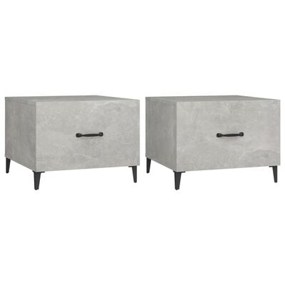 vidaXL Soffbord med metallben 2 st betonggrå 50x50x40 cm