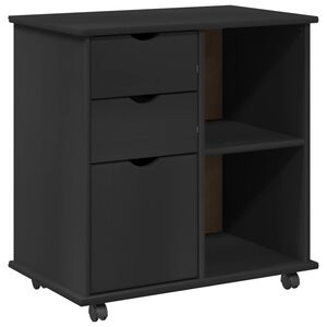 vidaXL Rullande sk&aring;p 63,5 x 39 x 65,5 cm Massiv furu Svart