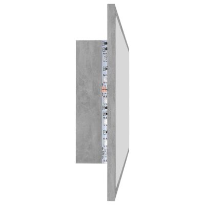 vidaXL Badrumsspegel med LED betonggrå 100x8,5x37 cm akryl